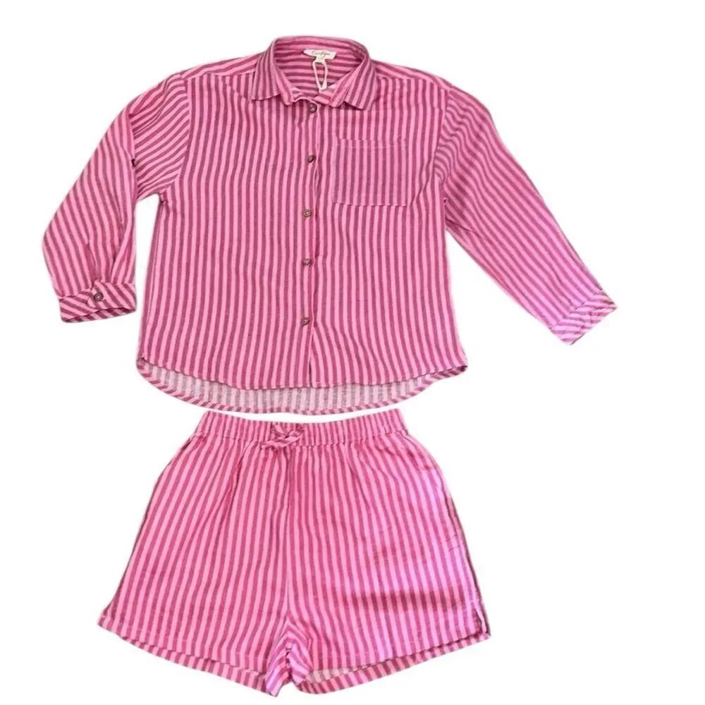 Jessica Simpson Pink Stripe Shorts Set(Size XL 12)